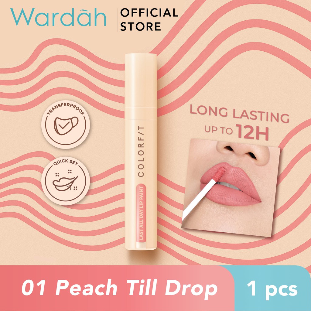 Wardah Colorfit Last All Day Lip Paint 01 Peach Till Drop 4.2 g