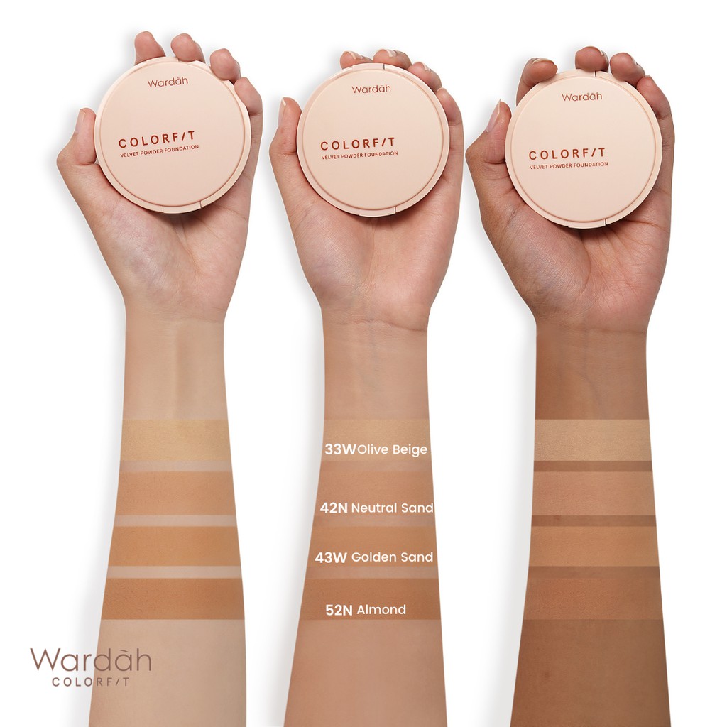 Wardah Colorfit Velvet Powder Foundation 33W Olive Beige