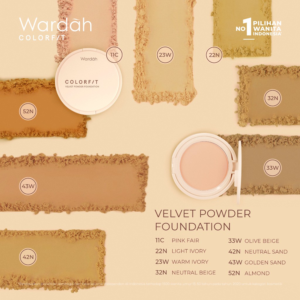 Wardah Colorfit Velvet Powder Foundation 33W Olive Beige