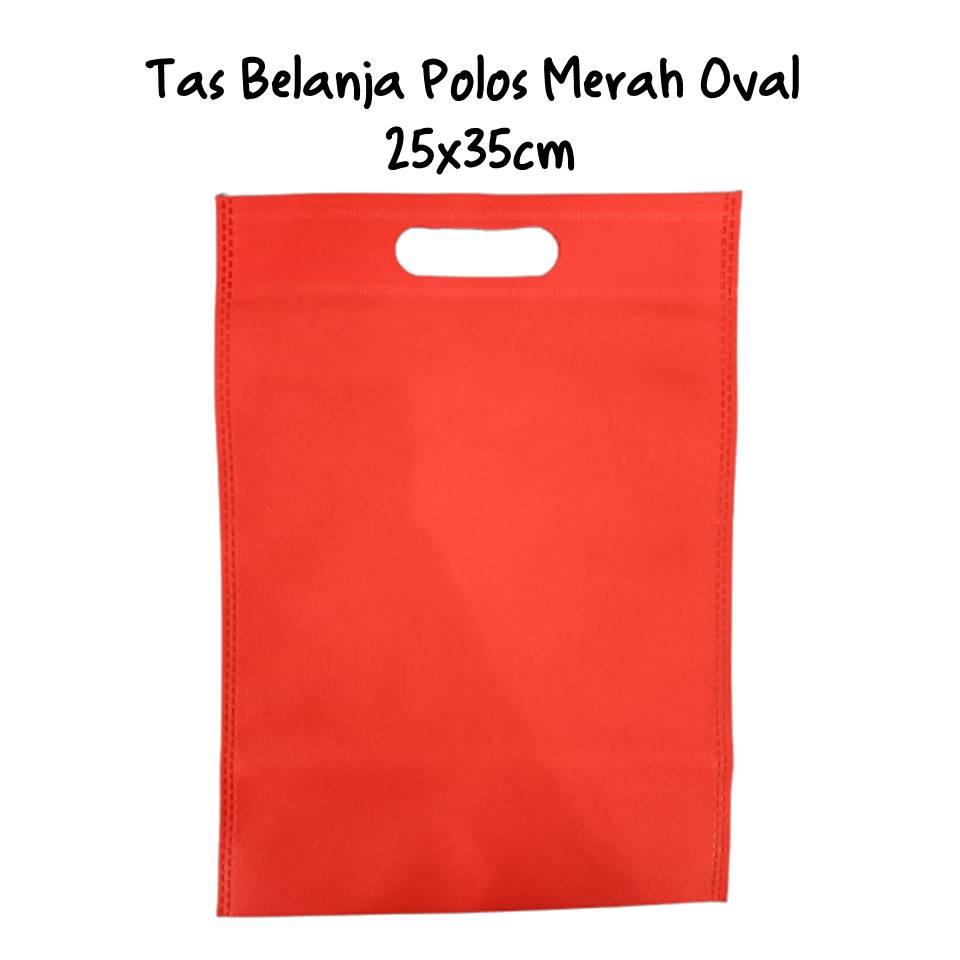 Tas Belanja Polos Merah Oval 25x35cm