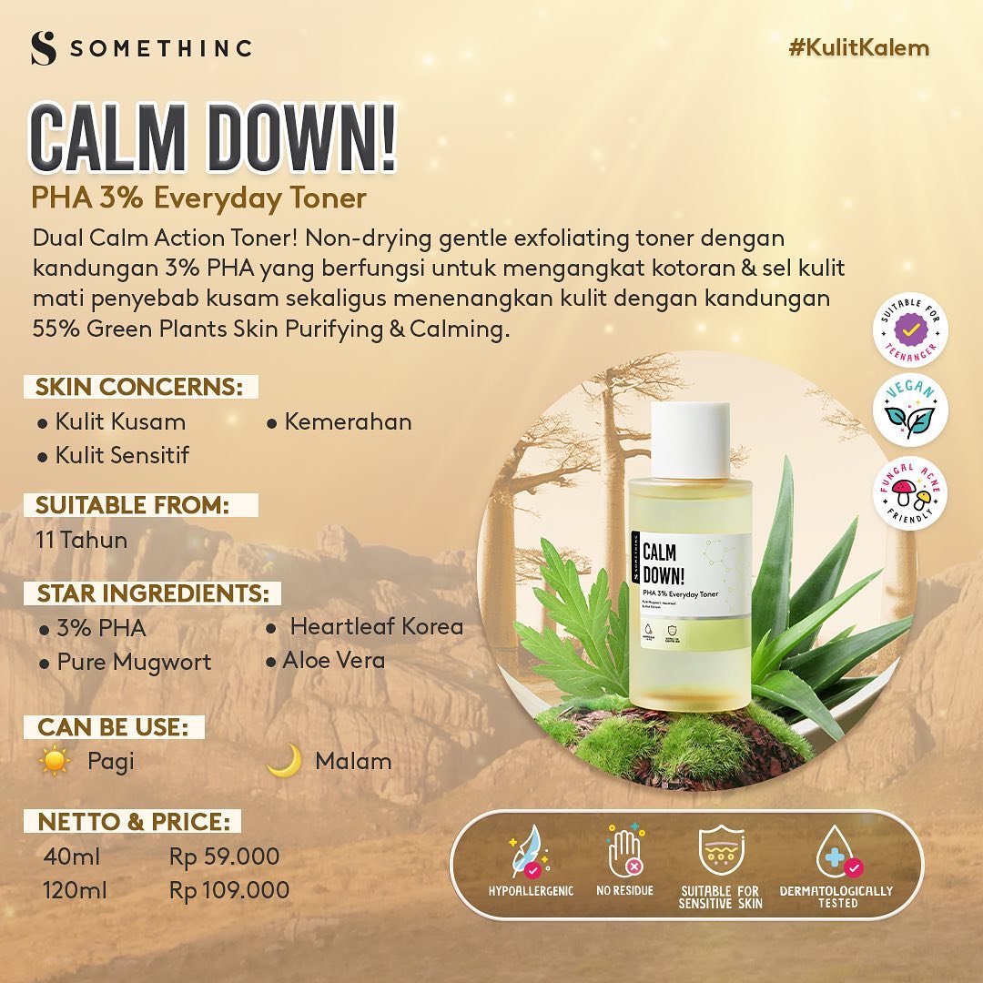 Somethinc Calm Down! PHA 3% Everyday Toner 100ml