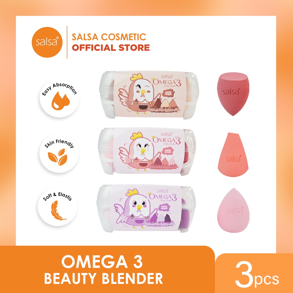 SALSA Omega 3 Beauty Blender Sponge 3in1 + Box - Lilac Series