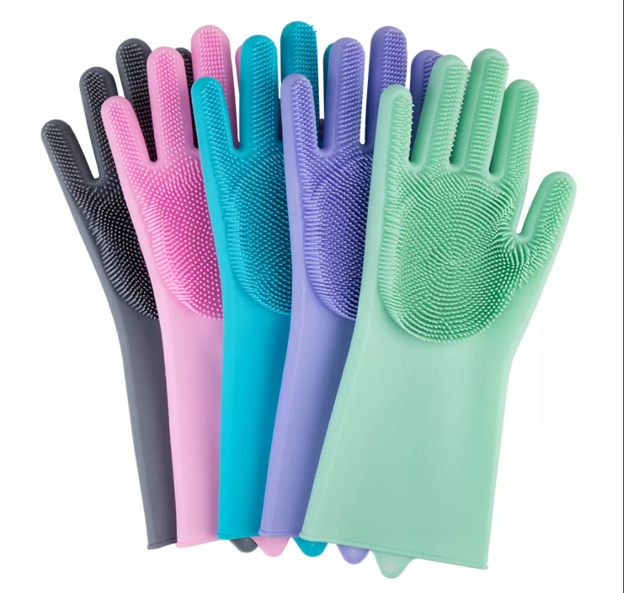 (Sepasang) Sarung Tangan Silicone + Sikat Cuci Piring