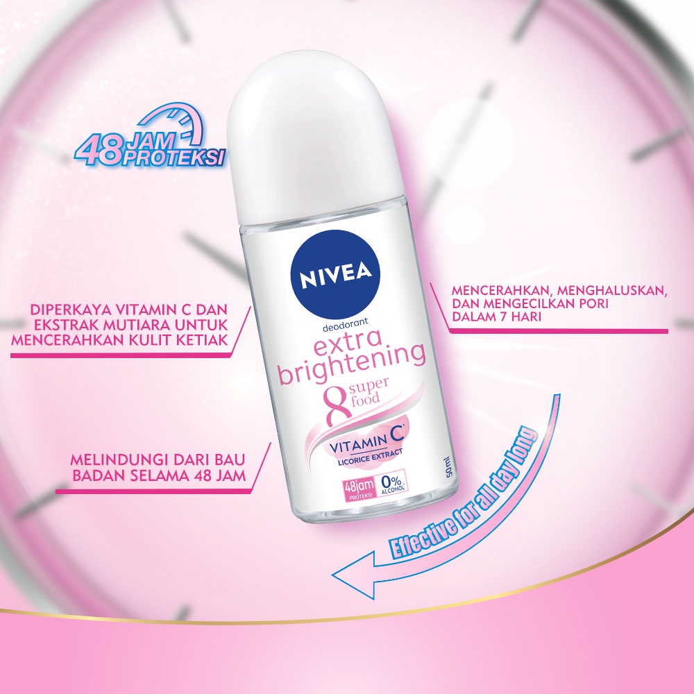 Nivea Deodorant Roll On 50ml - Extra Whitening
