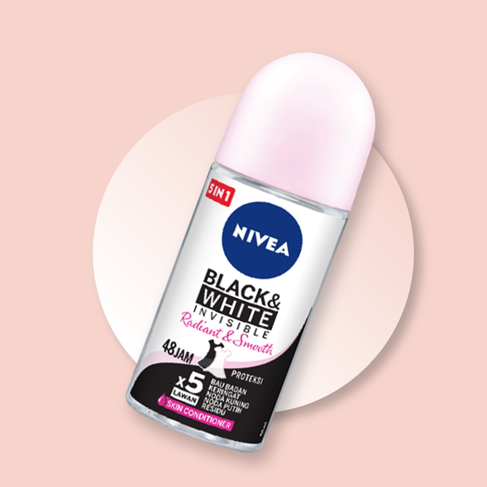 Nivea Deodorant Roll On 50ml - B&W Radiant Smooth *