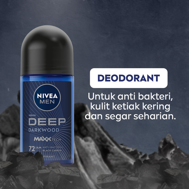 Nivea MEN Deodorant Roll On 50ml - Deep Darkwood Segar & Kering