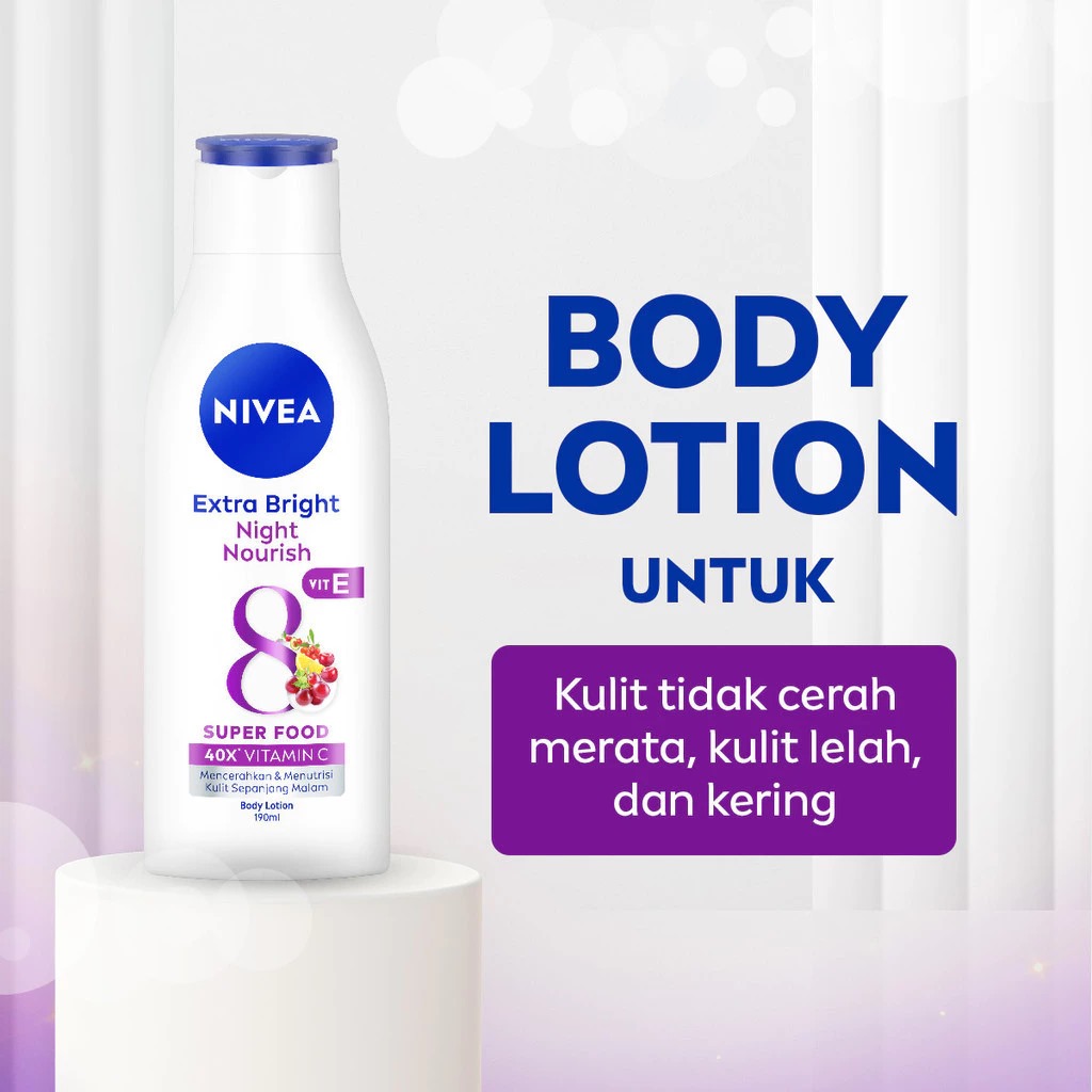 Nivea Body Lotion Extra White 190ml - Night Nourish