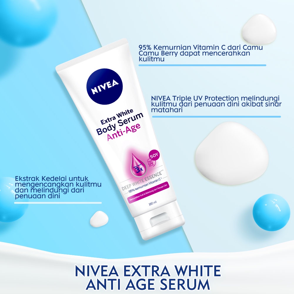 Nivea Body Serum Extra White 180ml - Anti Age