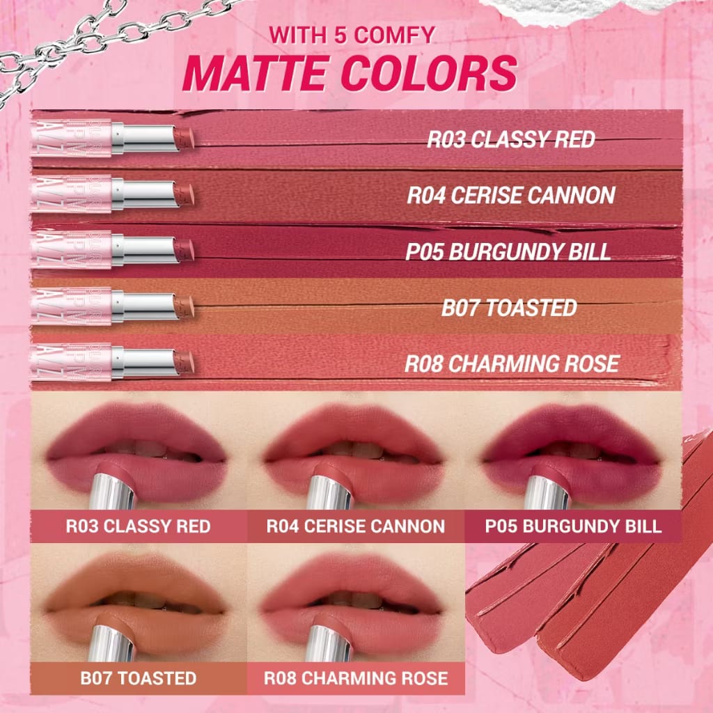 Dazzle Me Color Chrome Lip Matte 3.6gr - R03 Classy Red