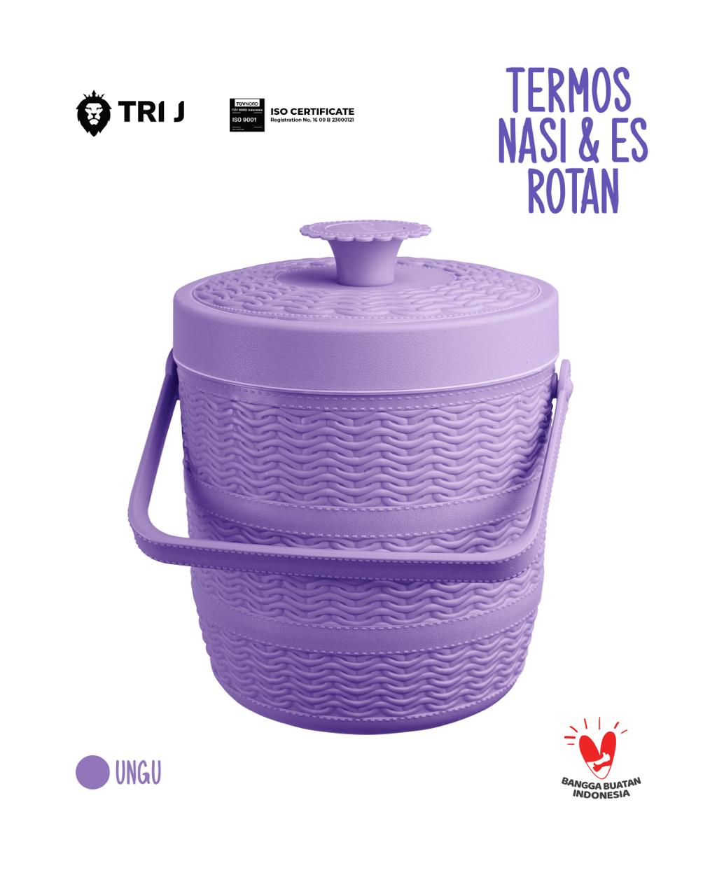 TRI J - Mini Rice Bucket Motif Rotan (Termos Nasi & Es) 1,5L (Kode 6.5)