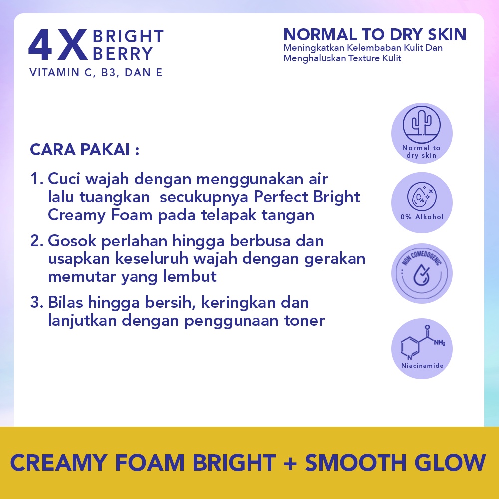 Wardah Perfect Bright Creamy Foam Brightening+ Smooth Glow 100ml