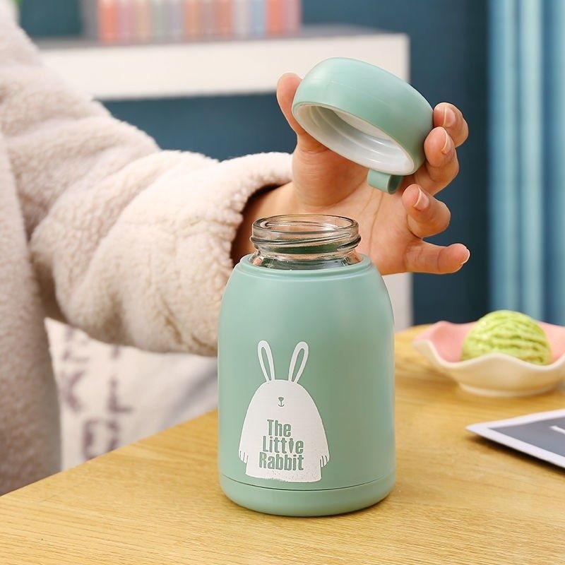 Botol Tumblr Kaca Bunny 330ml - Botol Kaca Motif Kelinci