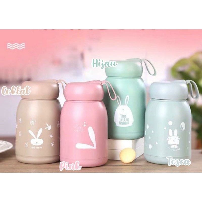 Botol Tumblr Kaca Bunny 330ml - Botol Kaca Motif Kelinci