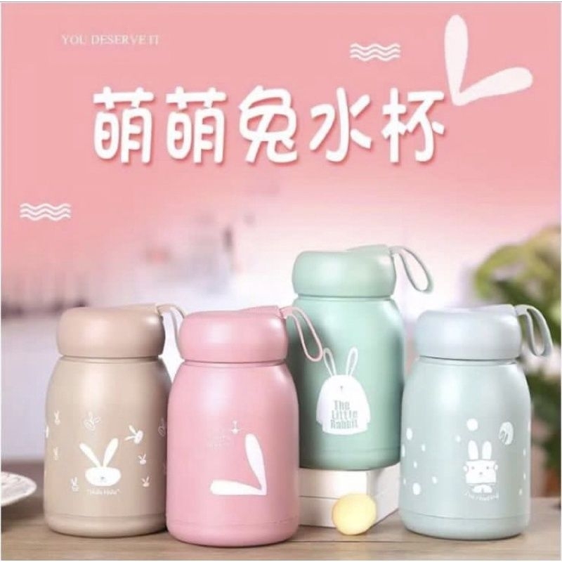 Botol Tumblr Kaca Bunny 330ml - Botol Kaca Motif Kelinci