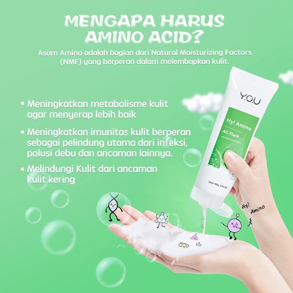 YOU Hy! Amino AC-Ttack Anti-Acne Facial Wash 100gr (Hijau)