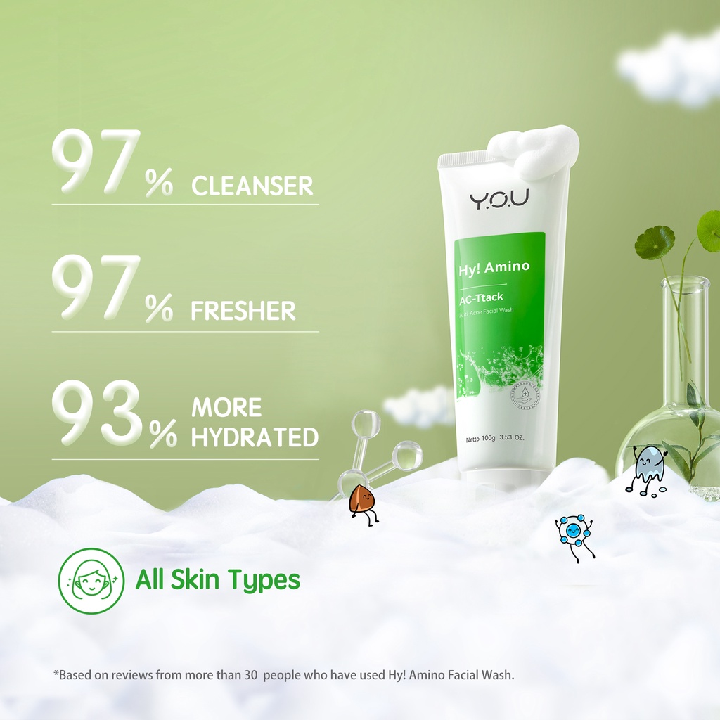 YOU Hy! Amino AC-Ttack Anti-Acne Facial Wash 100gr (Hijau)