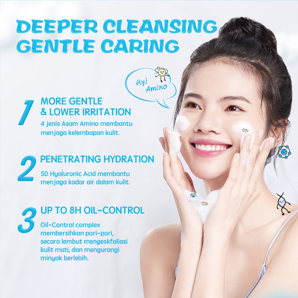 YOU Hy! Amino Contr-Oil Oil Control Facial Wash 100gr (Biru)