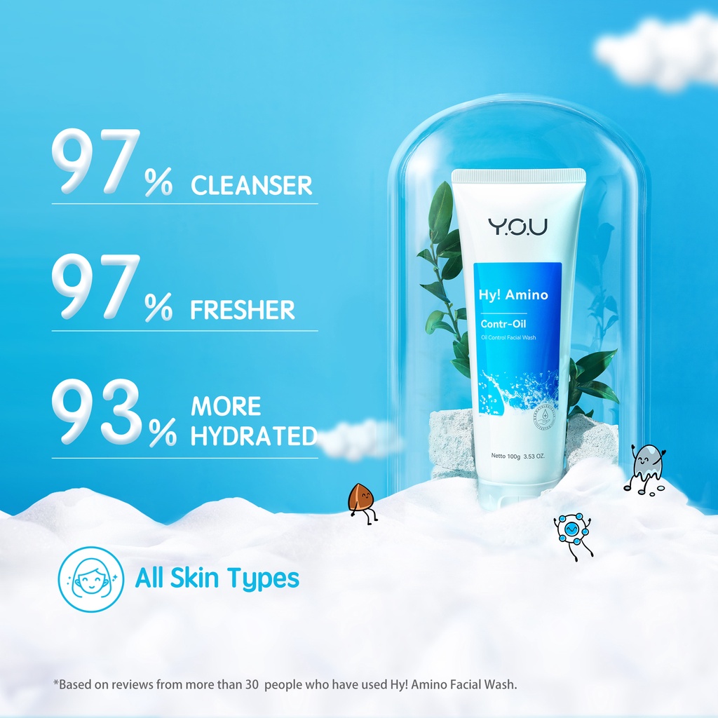 YOU Hy! Amino Contr-Oil Oil Control Facial Wash 100gr (Biru)
