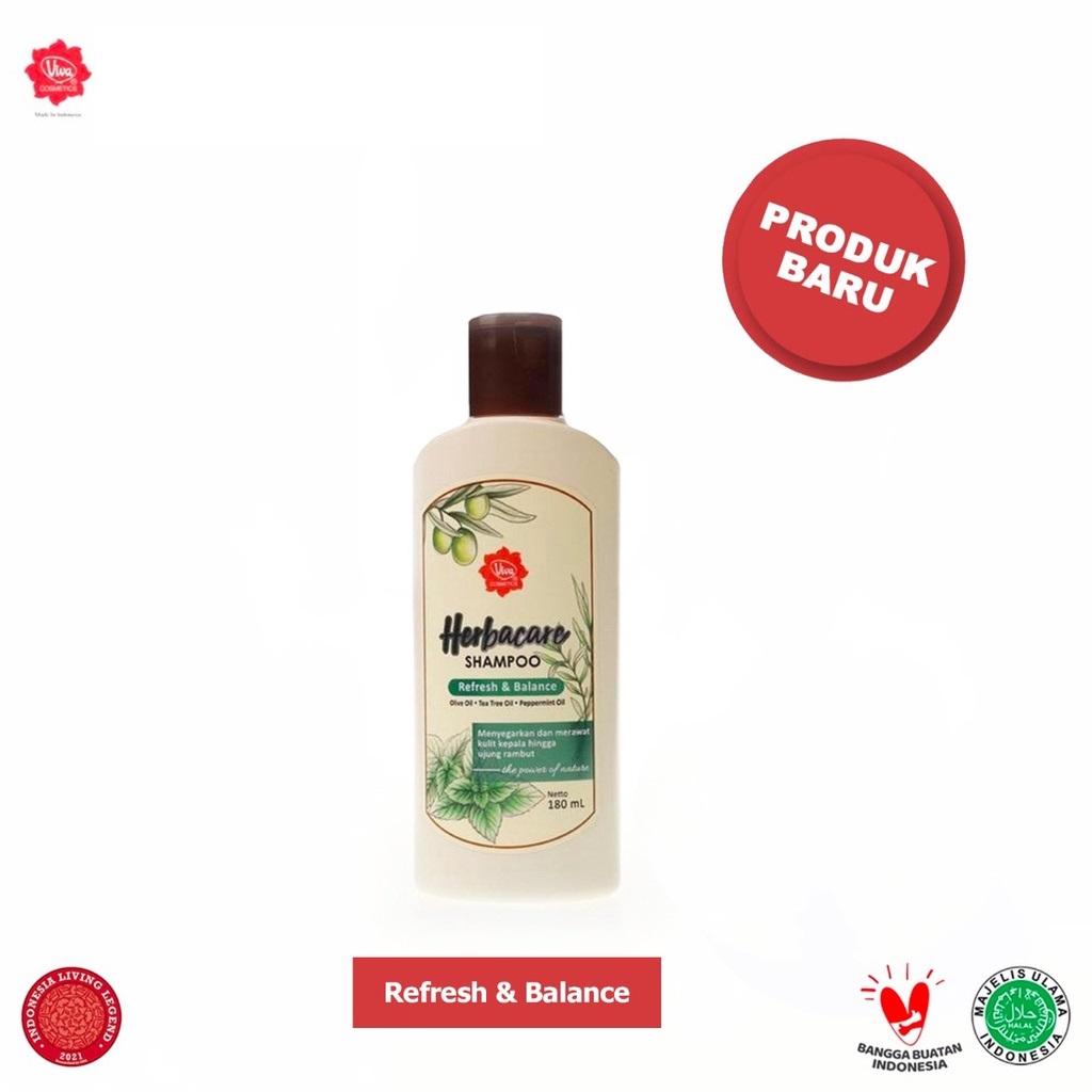 Viva Herbacare Shampoo 180ml - Refresh & Balance (Hijau)