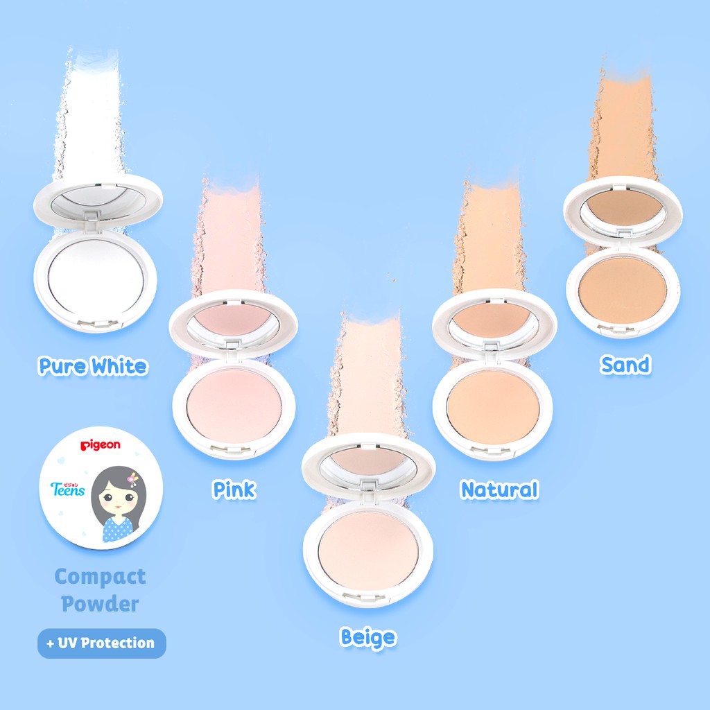 Pigeon Teens Compact Powder + UV Protection Full Size 14gr - Pure White (Pack Biru)