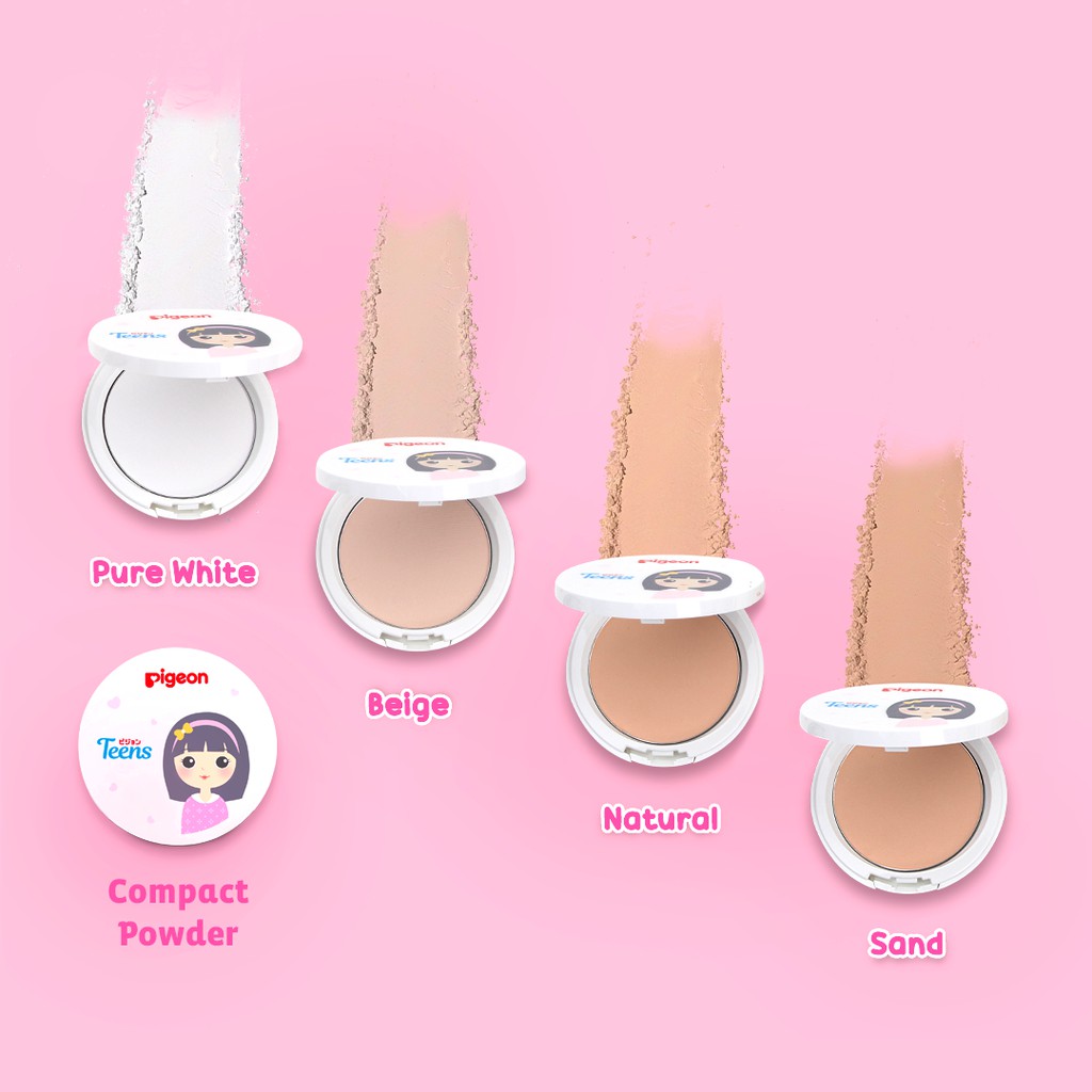 Pigeon Teens Compact Powder Full Size 14gr - Beige (Pack Pink)