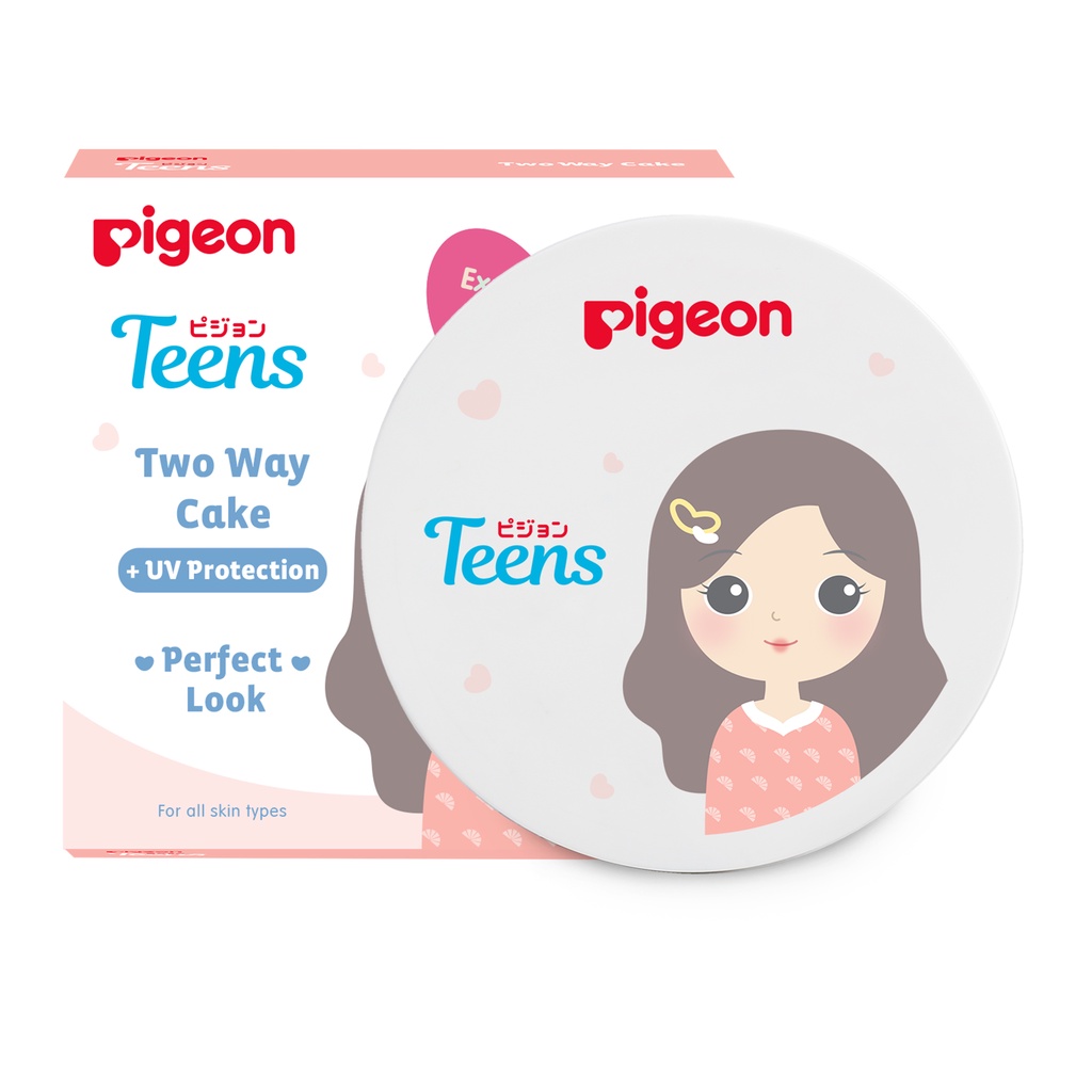 Pigeon Teens Two Way Cake + UV Protection Full Size 14gr - Beige (Pack Peach)