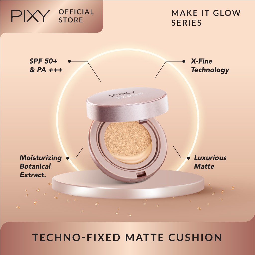 Pixy Make It Glow Techno - Fixed Matte Cushion 301 Medium Beige