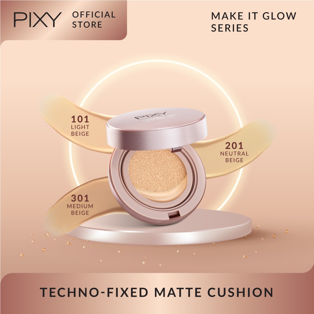 Pixy Make It Glow Techno - Fixed Matte Cushion 301 Medium Beige