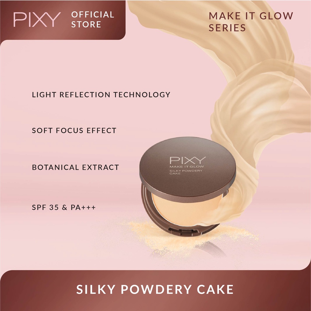 Pixy Make It Glow Silky Powdery Cake FULL SIZE 301 Medium Beige