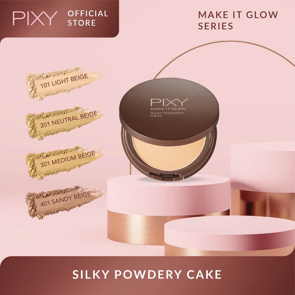 Pixy Make It Glow Silky Powdery Cake FULL SIZE 301 Medium Beige
