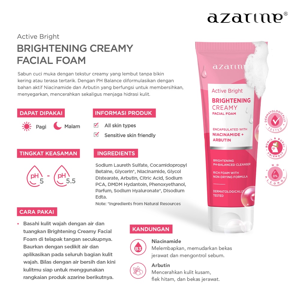 Azarine Active Bright Brightening Creamy Facial Foam
