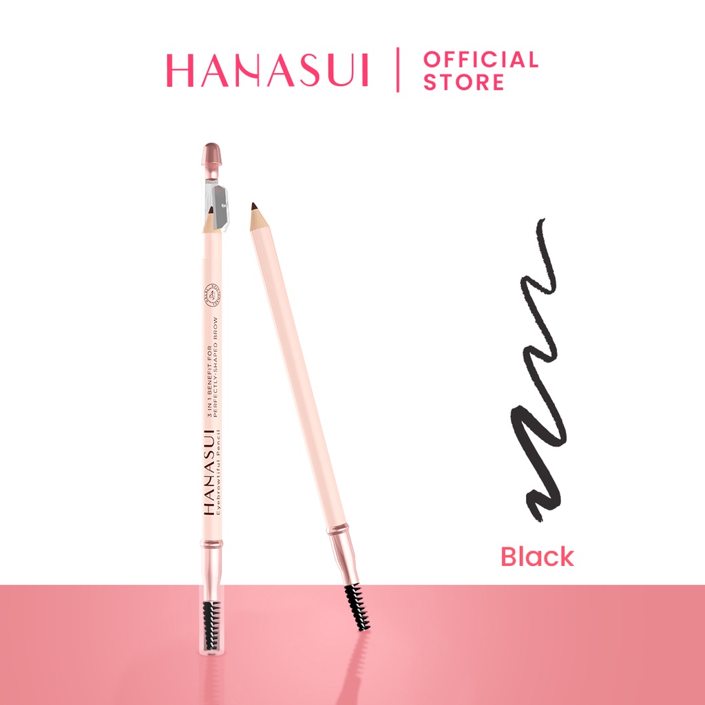 Hanasui Eyebrowtiful Pencil 2in1 - Black (Pensil Alis)
