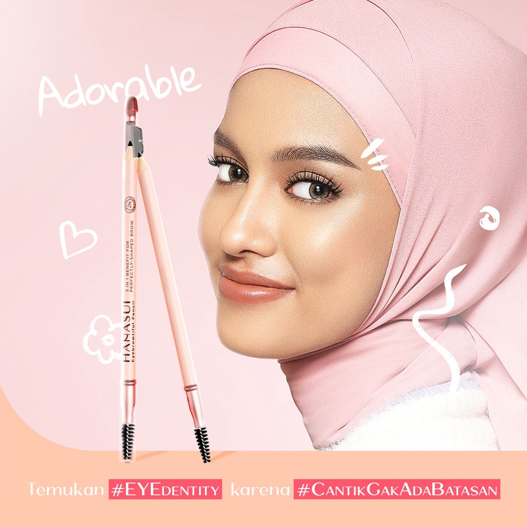 Hanasui Eyebrowtiful Pencil 2in1 - Black (Pensil Alis)
