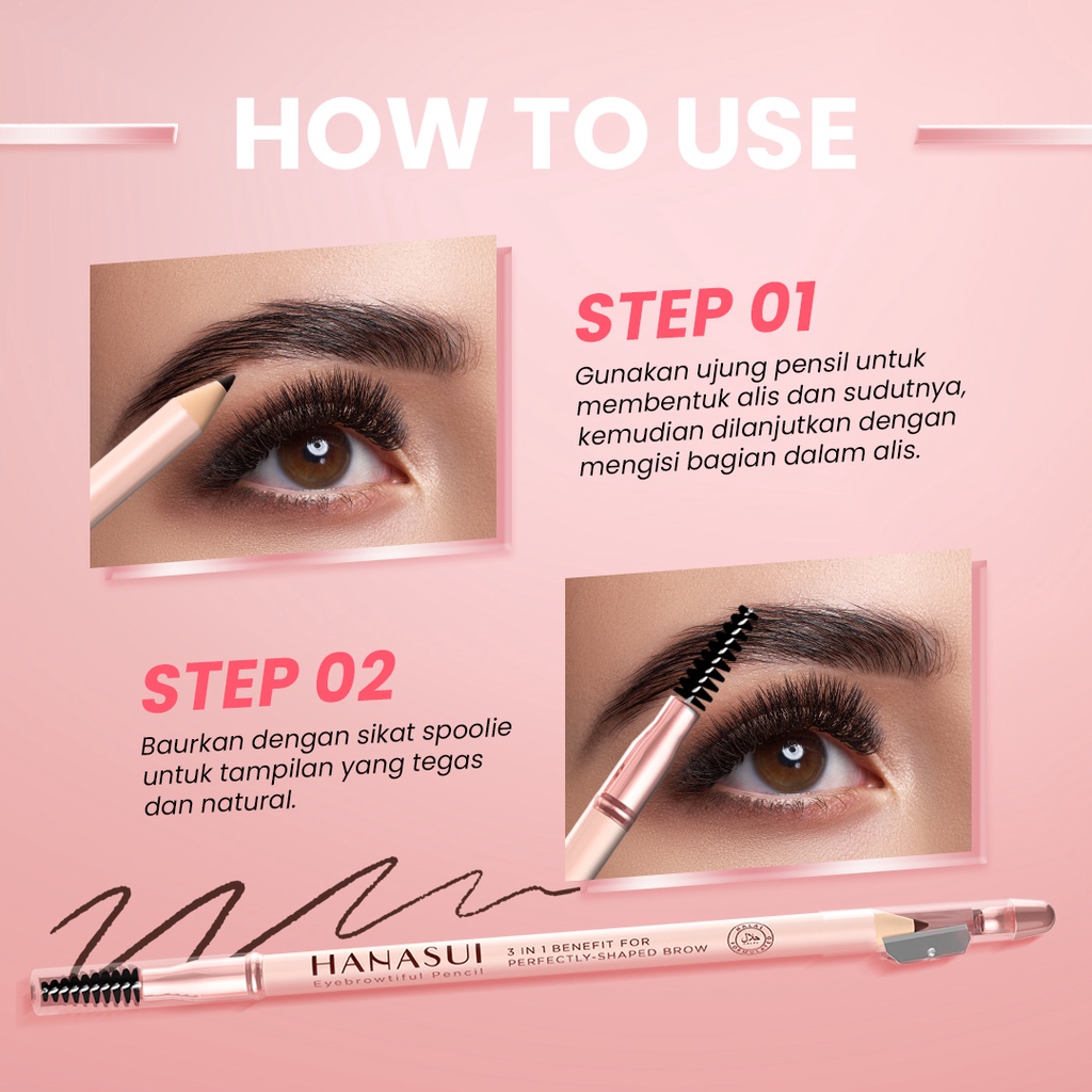 Hanasui Eyebrowtiful Pencil 2in1 - Black (Pensil Alis)