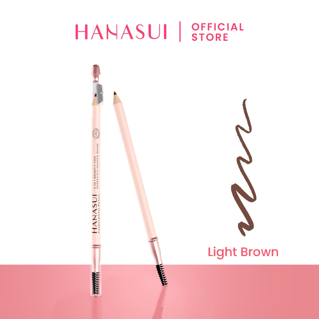 Hanasui Eyebrowtiful Pencil 2in1 - Light Brown (Pensil Alis)