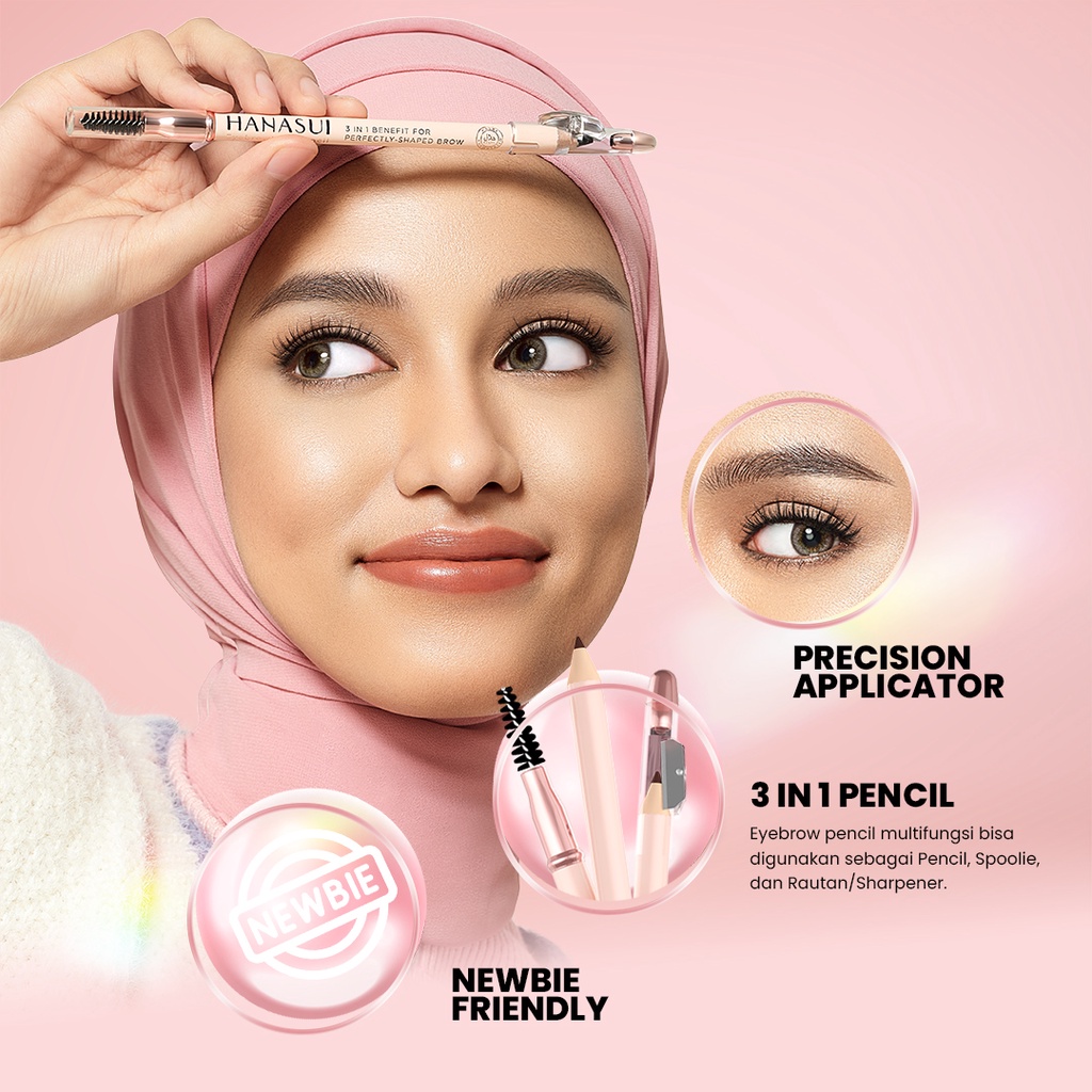 Hanasui Eyebrowtiful Pencil 2in1 - Light Brown (Pensil Alis)