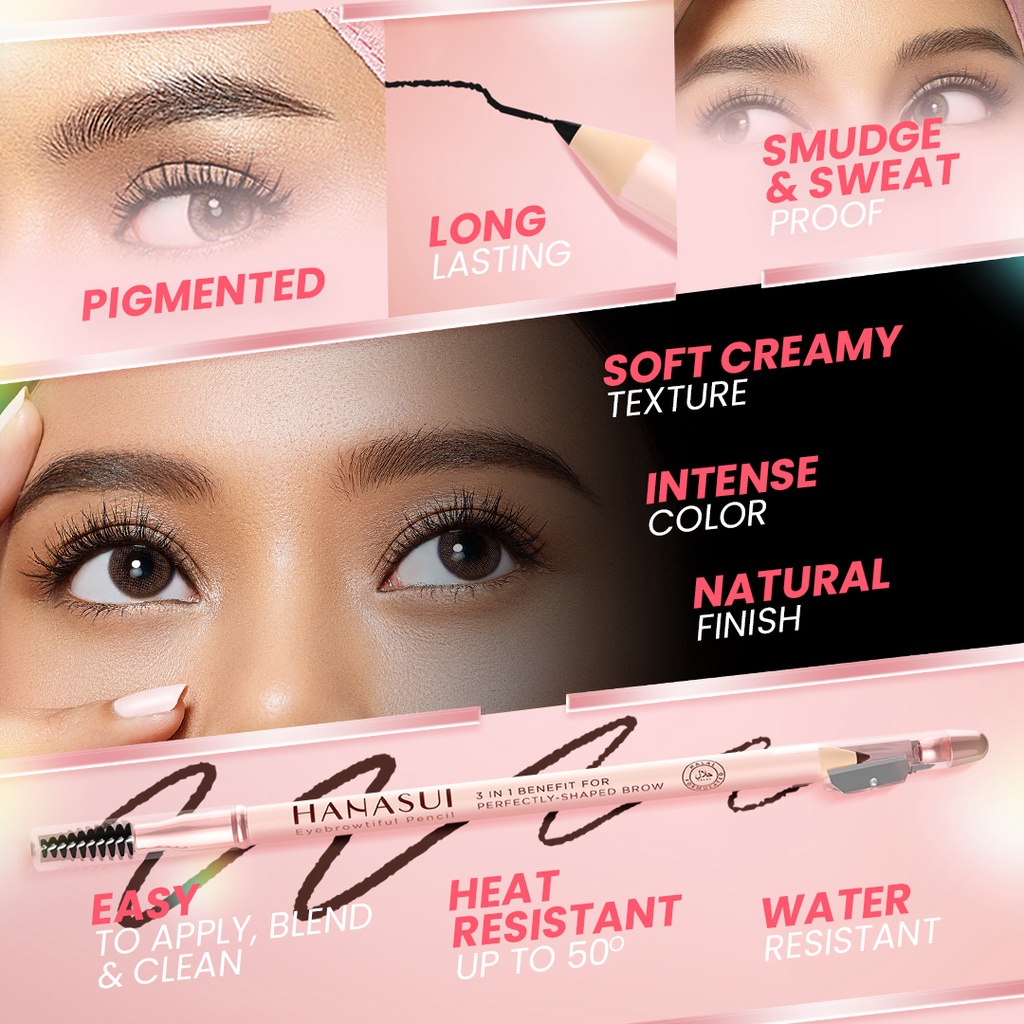 Hanasui Eyebrowtiful Pencil 2in1 - Light Brown (Pensil Alis)