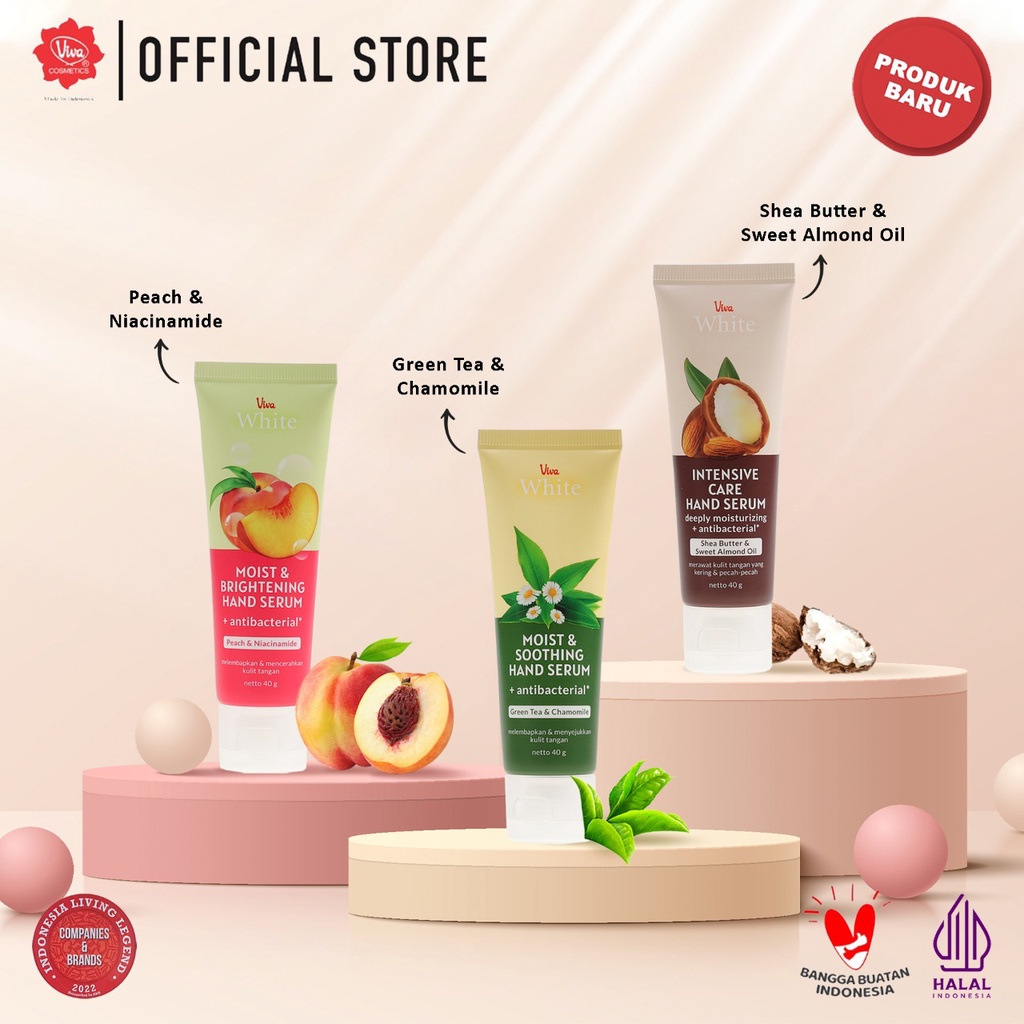 Viva White Hand Serum + Antibacterial 40gr - Green Tea & Chamomile (Hijau)