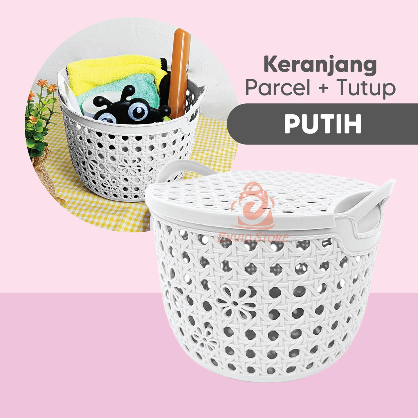 TRI J - Keranjang Parcel + Tutup (Keranjang Multifungsi / Keranjang Souvenir)