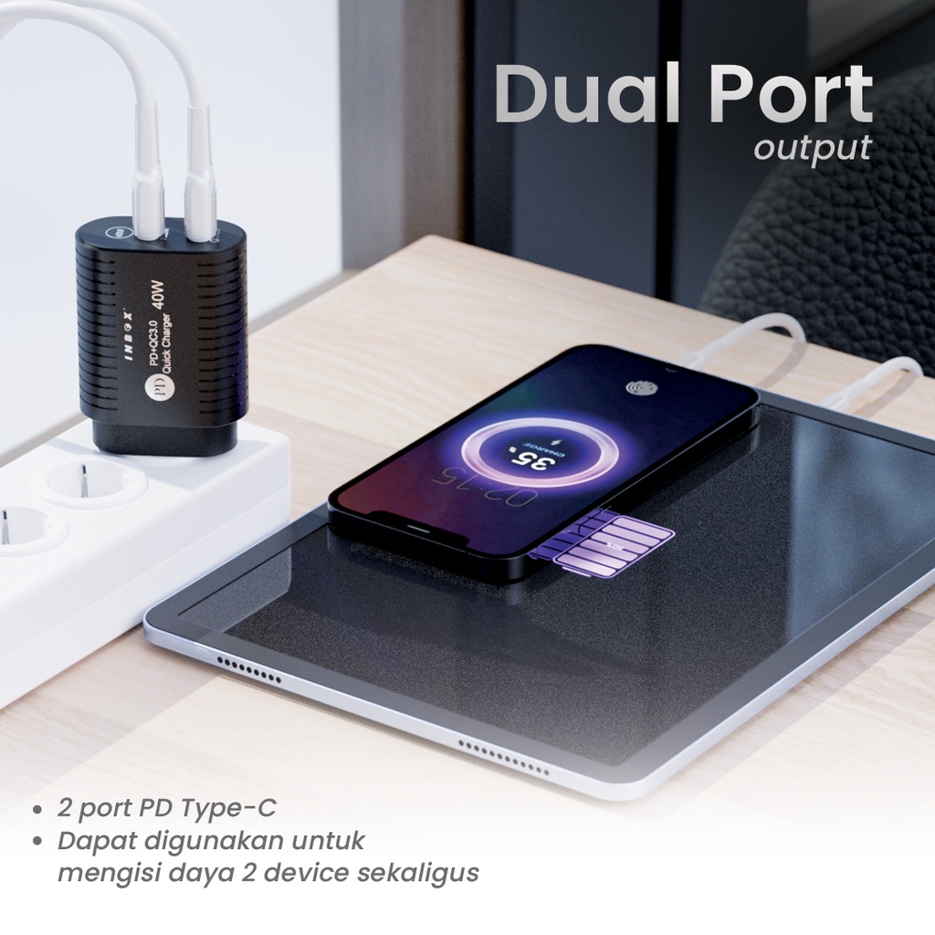 Inbox Adaptor Power Delivery PDA-2 40W (Dual Port TypeC)