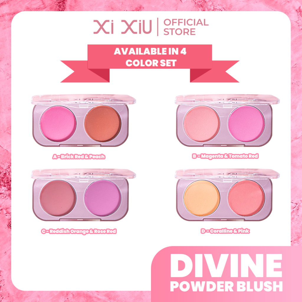 Xi Xiu Powder Blush 2in1 - B Magenta & Tomato Red