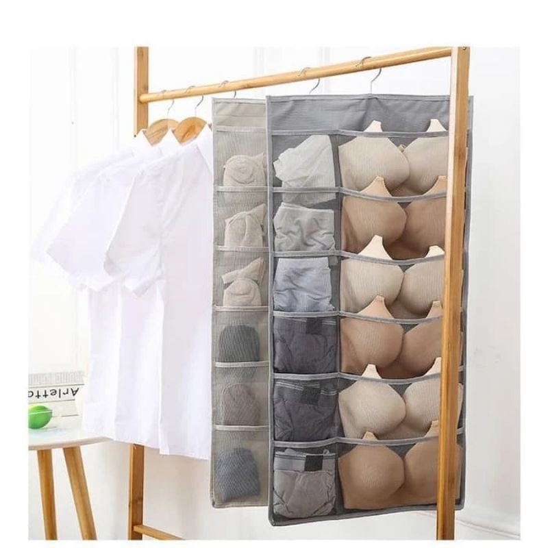 Hanging Underwear Pouch 30 Sekat Bahan Jaring (2 Sisi)