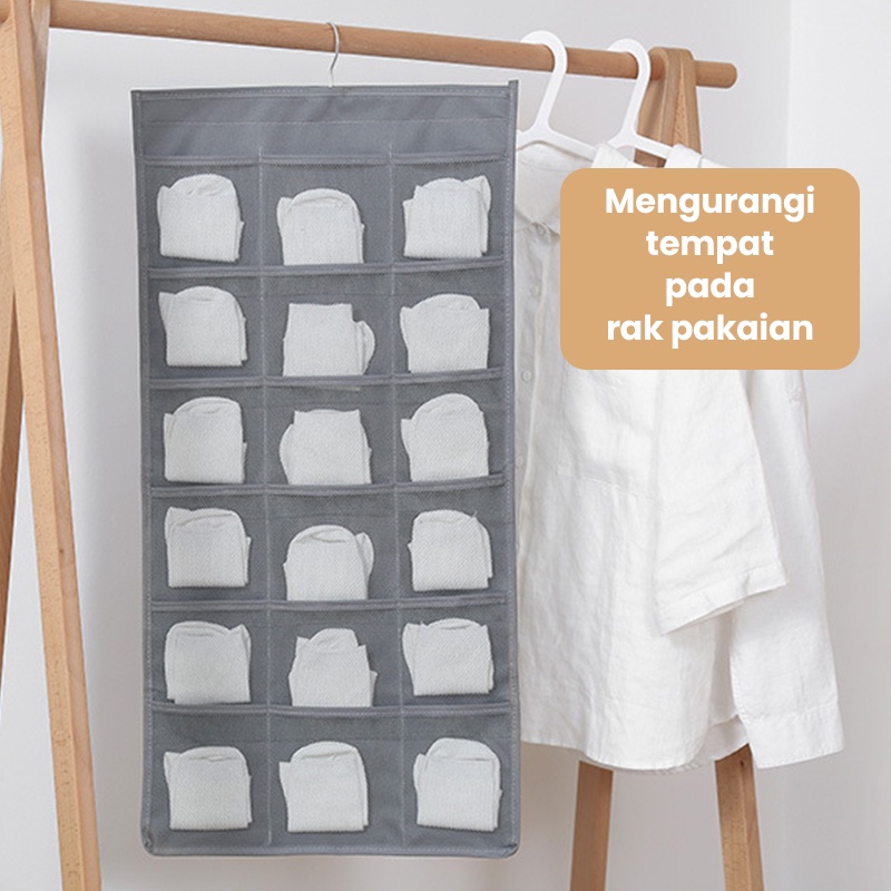 Hanging Underwear Pouch 30 Sekat Bahan Jaring (2 Sisi)