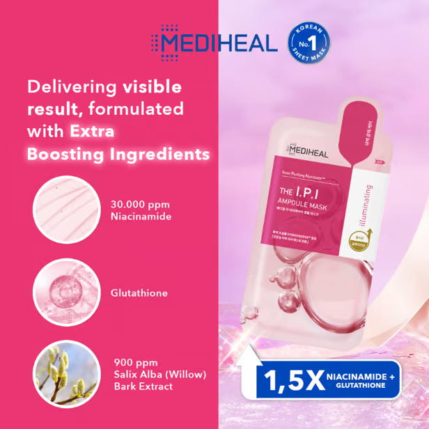 Mediheal Ampoule Sheet Mask - I.P.I Brightening Iluminating (Pink)