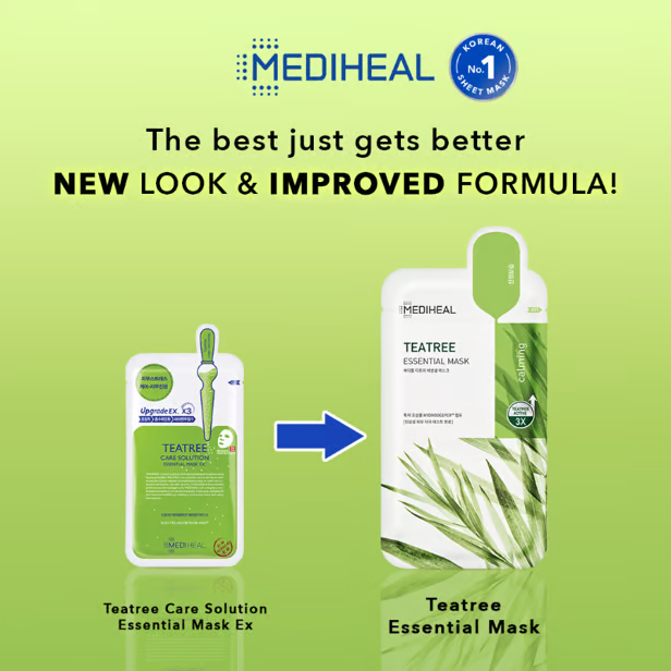 Mediheal Essential Sheet Mask - Tea Tree Calming (Hijau)