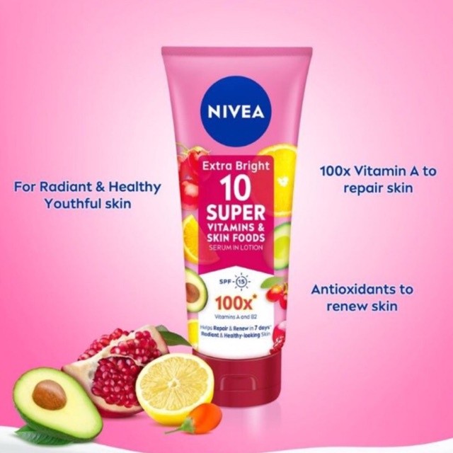 Nivea Extra Bright 10 Super Vitamins & Skin Foods Serum 180ml