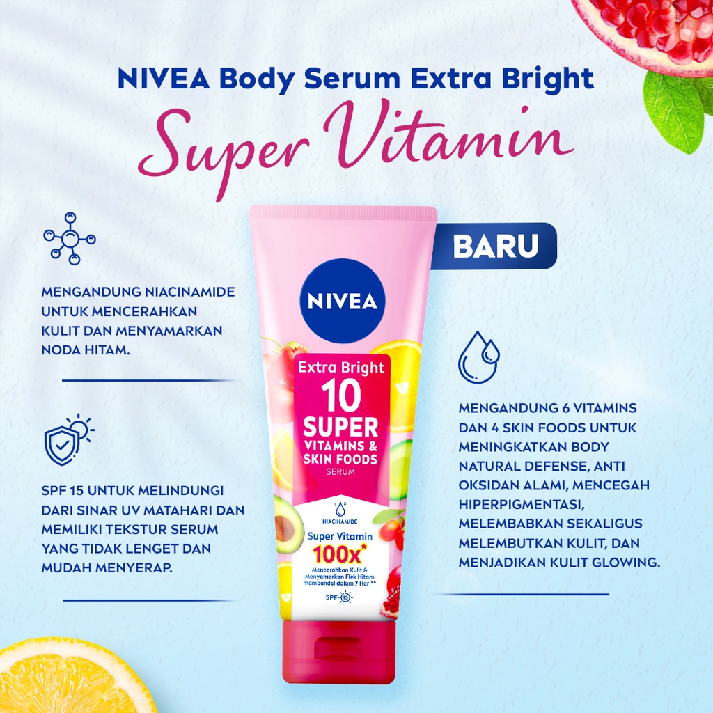 Nivea Extra Bright 10 Super Vitamins & Skin Foods Serum 180ml