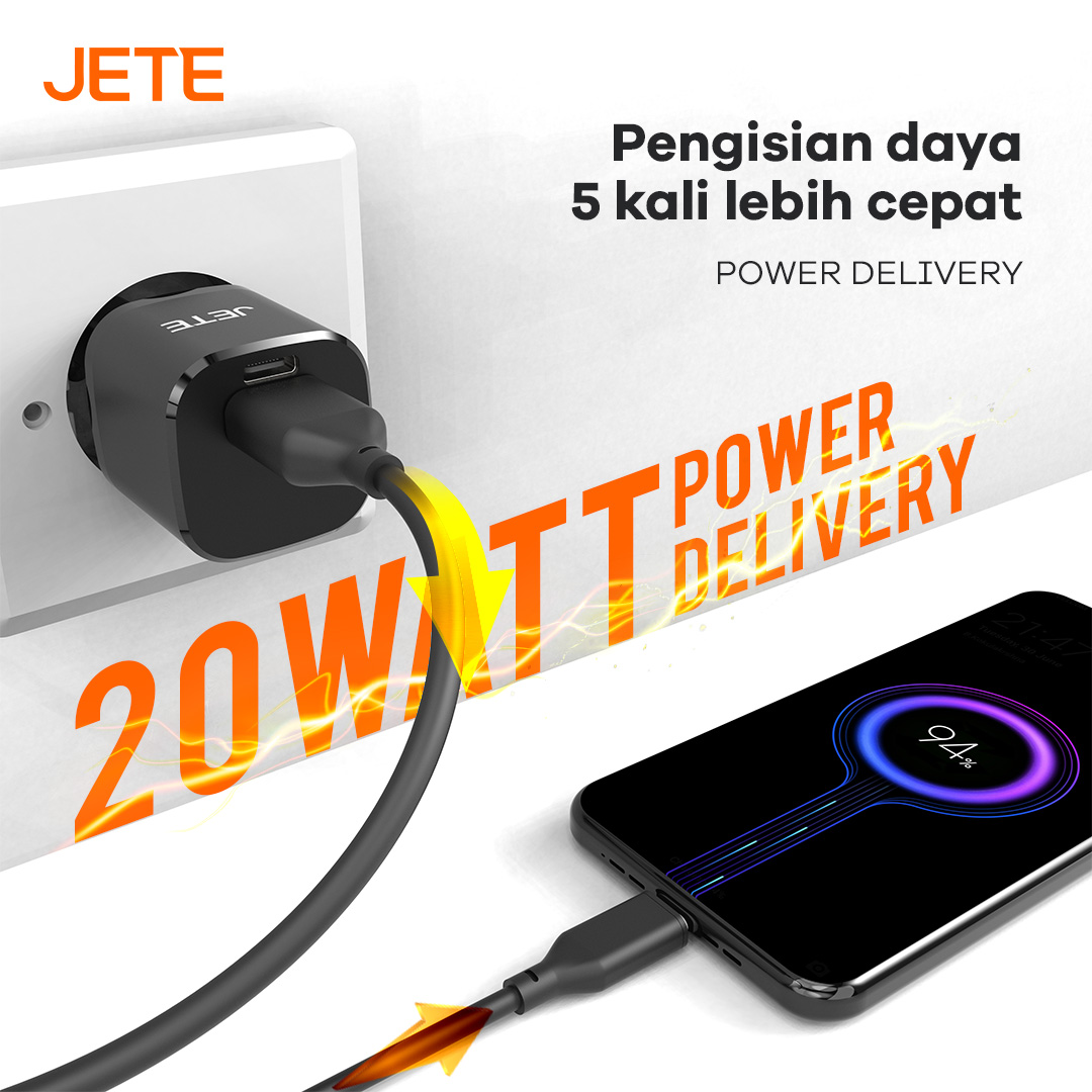 JETE Adaptor E3 GaN 2Out 20W 