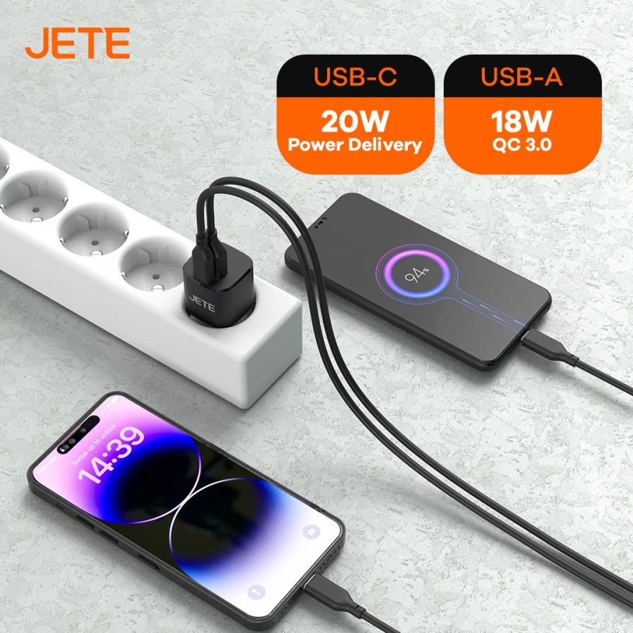 JETE Adaptor E3 GaN 2Out 20W 