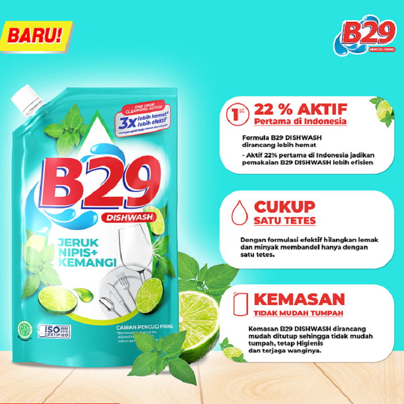 B29 Dishwash Liquid 750ml One Drop Cleansing - Jeruk Nipis + Kemangi (Sabun Cuci Piring)